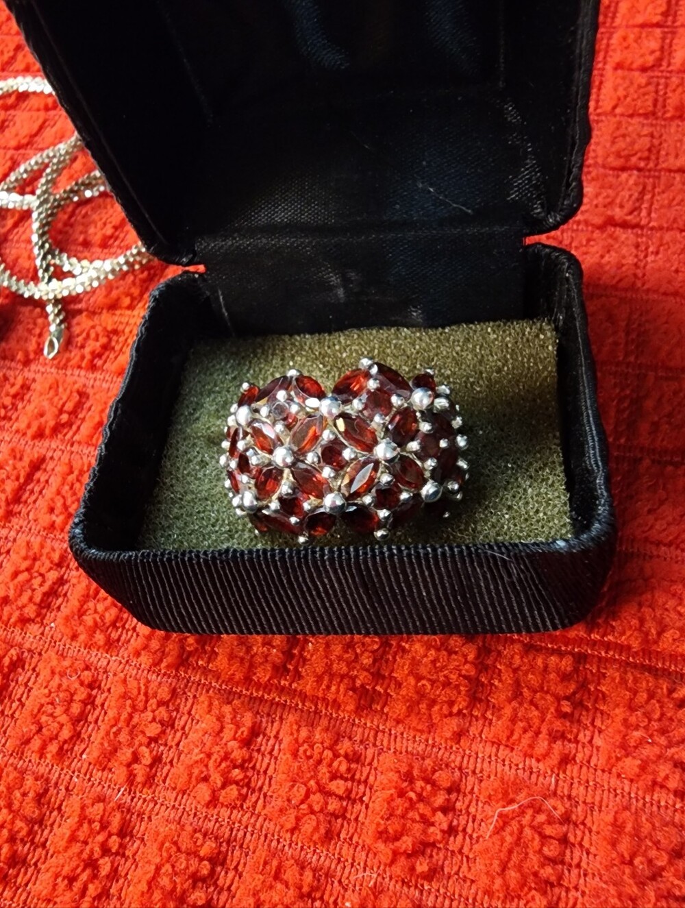 Custom Sterling Silver 925 Garnet Ring. Sz 9